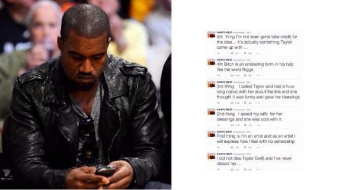 Kanye Tweets About Taylor Swift And Lyrics Feud