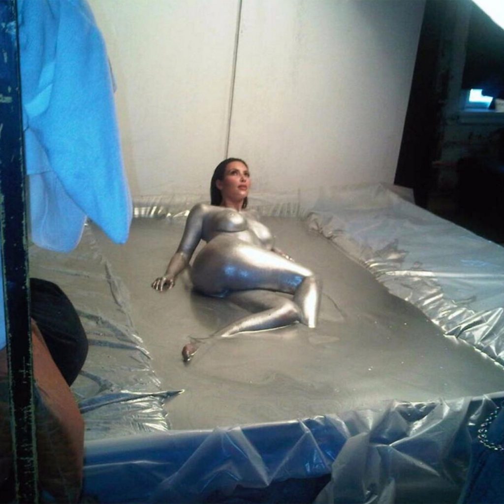 Kim Kardashian silver body paint